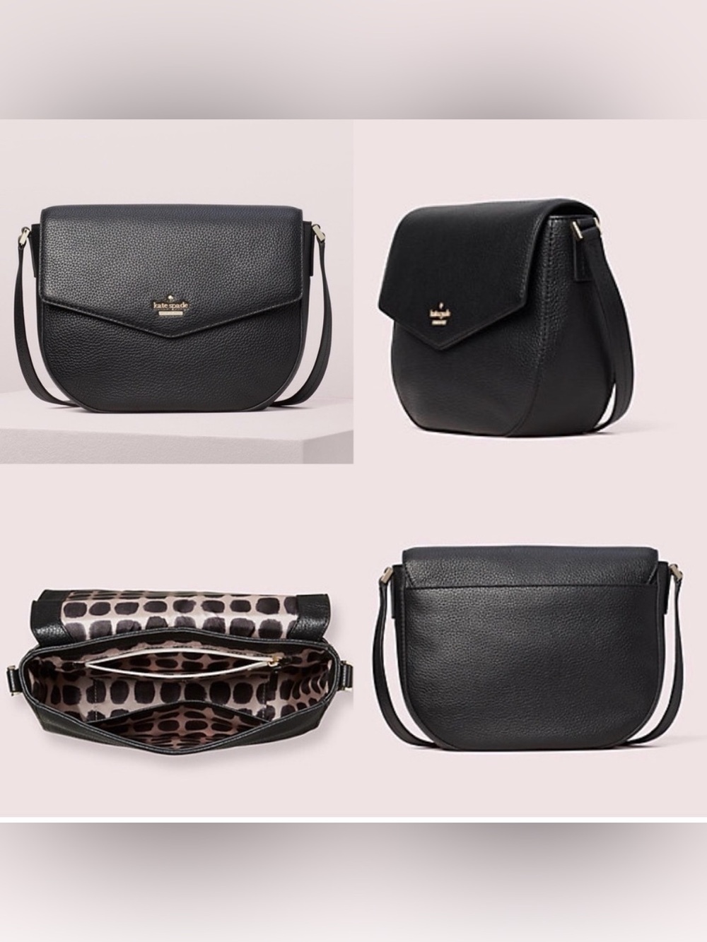 Kate Spade Spencer Court Lavina Black Pebbled Leather Crossbody Bag